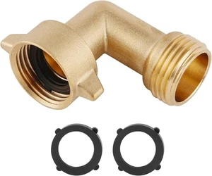 90° Brass Hose Elbow Connector for RV Water Hoses & Outdoor Faucets - Picture 1 of 4
