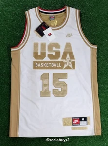 Nike Men's JOHNSON USA Legends Dream Team Basketball Jersey, White/Gold, M - Picture 1 of 12