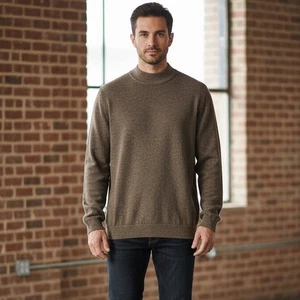 Suéter John Ashford Para Hombres Talla XXL Alto Lana Merino Cuello Simulado Tejido Marrón Pullover - Imagen 1 de 12