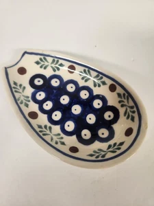 Polish Boleslawiec Poland Pottery Spoon Rest Peacock - Picture 1 of 6