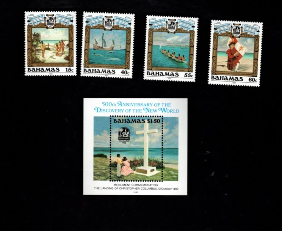 Hoja de recuerdo Bahamas sc#749-52 #753 (1992) completa MNH Foto 1 de 1