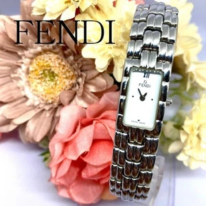 FENDI 660L Silver Square White Dial Women's Quartz Watch Vintage Cleaned SS - Picture 1 of 24