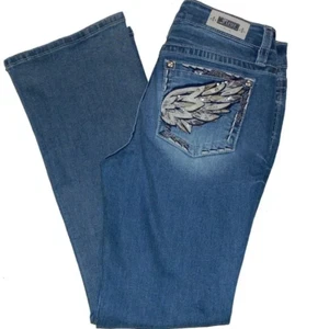 NWT Fleur by Miss Me Wings Sequin Boot Blue Jeans Size 29 / 8 - Picture 1 of 4