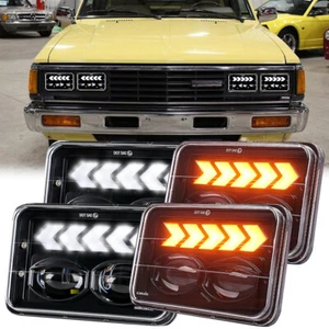 4PC 4x6'' LED Headlights Hi/Lo Beam Halo DRL Turn Light For 1983-1986 Nissan 720 - Picture 1 of 11