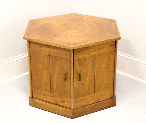 DREXEL Benchcraft Pecan Hexagonal Cabinet Accent Table Cover