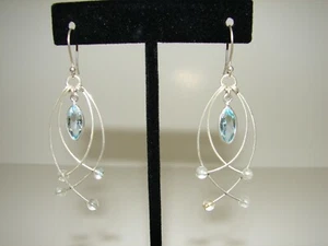 PENDIENTES COLUMPIOS TOPACIO AZUL ÚNICOS PLATA ESTERLINA .925 - NUEVOS CON ETIQUETAS - Imagen 1 de 7