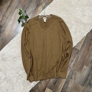 L.L. Bean Men's XL Regular Brown V Neck Cashmere Blend Pullover Sweater - Picture 1 of 5