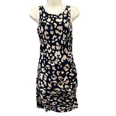 Mini Vestido Vaina Jay Godfrey Seda Negro Crema Estampado Animal Sin Mangas Talla 6 Foto 1 de 4