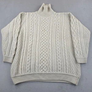 Aran Crafts Sweater Womens XXL Cream Merino Wool Fisherman Jumper Cable Knit - Picture 1 of 12