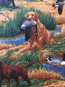 Dogs Hunting Canada Geese Water 100% COTTON QUILT FABRIC - Picture 1 of 7
