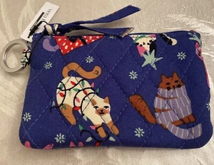 Vera Bradley Zip ID Case with Key Ring in Catnip Christmas NEW - Picture 1 of 7