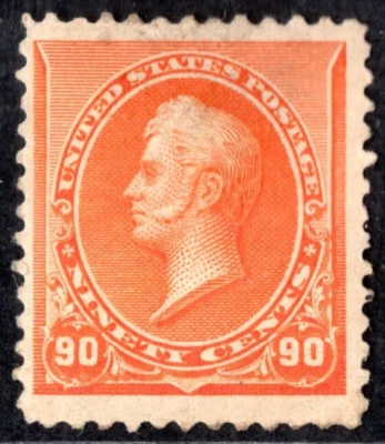 US 1890 SC. #229 NINETY CENTS PERRY MINT HINGED PART GUM DESIGN CLEAR OF MARGINS - Image 1 of 2