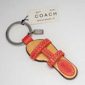 NWT Vintage Coach Spring Leather Sandal Key Ring Keychain Bag Charm Pink/Silver - Picture 1 of 3