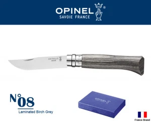 Opinel France No08 Stainless Laminated Birch Grey Handle Folding Knife - Picture 1 of 6
