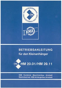300668 Bedienung Anhänger HM 20 Arnstadt HM 20.01 HM 20.11 Betriebsanleitung - Bild 1 von 6