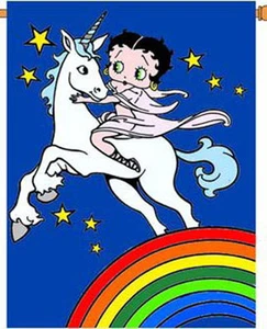 Betty Boop Unicorn Gift House Size 28" x 40" Applique Flag 6- TG 36016 - Picture 1 of 1