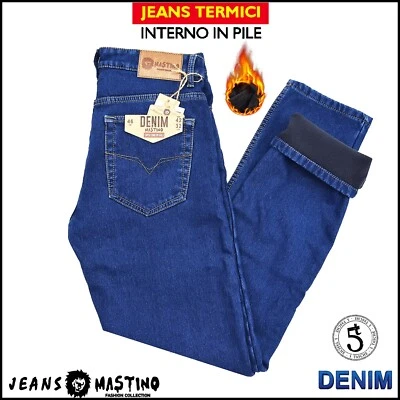 Jeans Uomo Termici interno Pile Elasticizzati Mastino Tg. Dalla 44 alla 62 IT