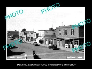 FOTO ANTIGUA TAMAÑO POSTAL DE DAVIDSON SASKATCHEWAN THE PRINCIPAL ST & STORES c1920 - Imagen 1 de 1