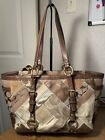 Coach Signature Brown Patch Medium Tote Purse Made Of Leather & Material 12527