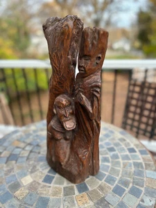 African Ethiopian Wood Carving With Embellishments - Picture 1 of 11