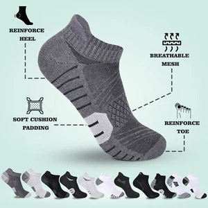 Mens Ankle Trainer Socks Cushioned Sports Compression Arch Breathable Mesh - Picture 1 of 34