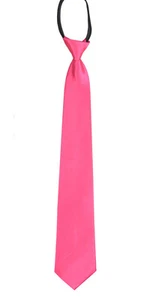 Plain "Pink" Polyester Men's 2 or 3 inch Woven Pre-tied Zipper Necktie - Picture 1 of 1
