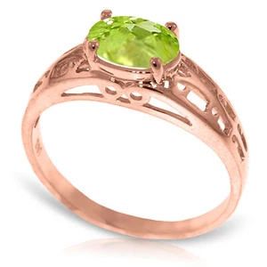 Nuevo anillo de filigrana de oro rosa macizo de 14K con peridoto natural - Imagen 1 de 7
