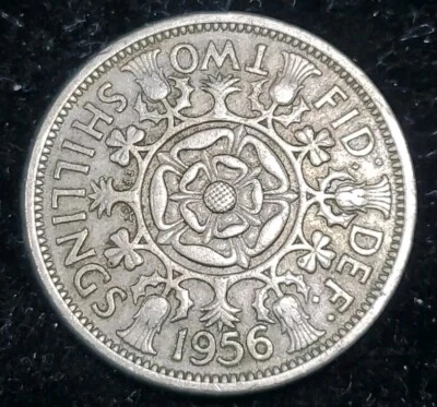 United Kingdom 2 Shillings 1956 Elizabeth II 1st portrait KM# 906 - Image 1 of 2