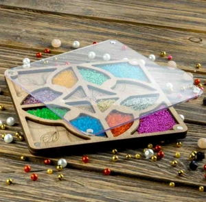 Flower Wood Bead Organizer with Lid – DIY Tray for Beading & Embroidery | Gift - Picture 1 of 12