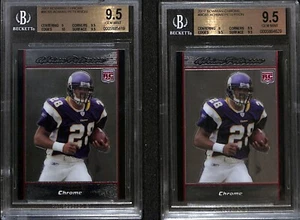 (2) ADRIAN PETERSON Lot - 2007 Bowman Chrome RC Rookie BGS Graded 9.5 Gem Mint - Picture 1 of 2