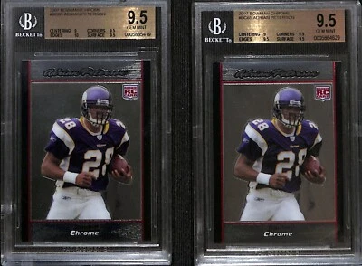 (2) ADRIAN PETERSON Lot - 2007 Bowman Chrome RC Rookie BGS Graded 9.5 Gem Mint - Image 1 of 2