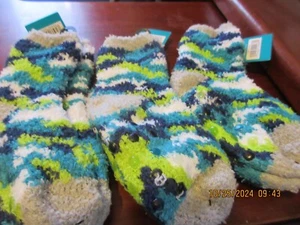 3 Pair Soft Warm Boy's Camo Fuzzy Slipper Socks w/ Gripper Bottoms Sz. 4-8.5 - Picture 1 of 1