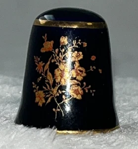 Vintage Thimble Limoges Castel Cobalt with Gold Accents Floral Porcelain-600 - Picture 1 of 5