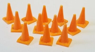LMH Detail Part TRAFFIC CONE Cones 28" Ht 15" Base ORANGE Safety 12 PC S-Scale - Image 1 of 4