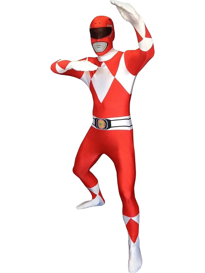 Para Hombres Rojo Power Ranger Cuerpo Completo Elastizado Mono Disfraz Body X-Grande Foto 1 de 1