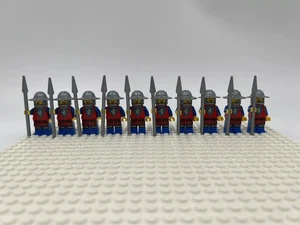 10 Pack LEGO Lion Knights Mini Figure With Spear & Wide Brim Helmet Army Builder - Picture 1 of 5