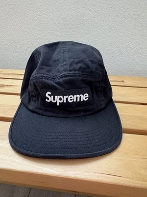 Gorra de campamento Supreme Washed Chino Twill SS18H75 negra - correa ajustable talla única Foto 1 de 4