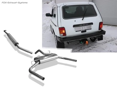  Edelstahl Duplex Anlage ab Kat Lada 4X4 Niva je 1x45mm rund rechts/links - Bild 1 von 4