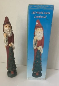 Alte Welt Bleistift Weihnachtsmann mit Weihnachtsbaum Figur Kerzenständer mit Box Volkskunst - Bild 1 von 11