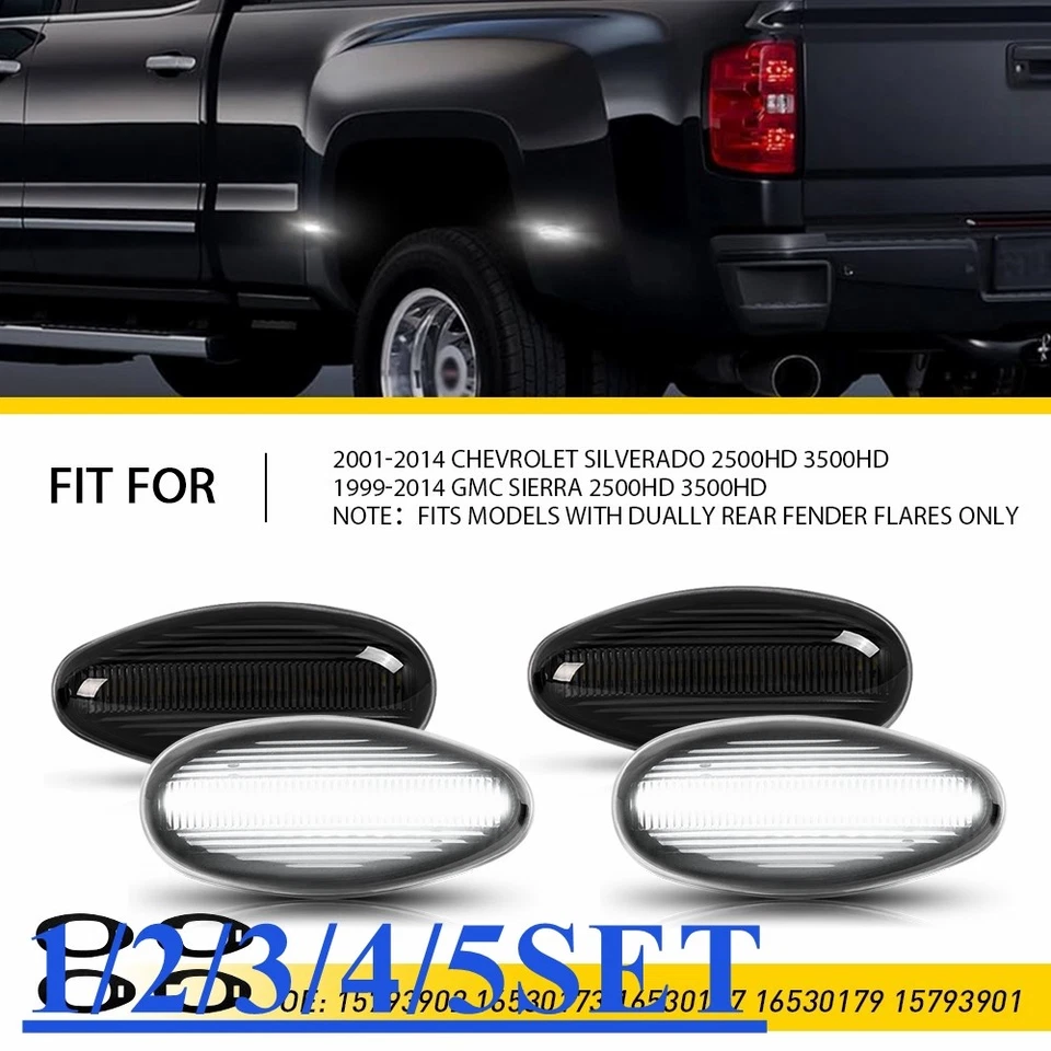 Luz LED de señalización lateral de rueda trasera para Chevy Silverado GMC Sierra 1999-2014 1-5SET Foto 1 de 4