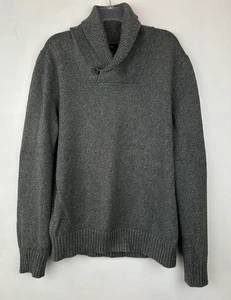 Gap Sweater Mens L Gray Shawl Collar Gray Cotton Knit Pullover Casual Classic - Picture 1 of 6
