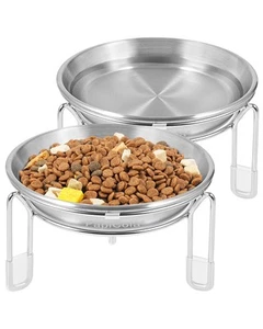 Elevated cat Bowl, 6.3" Wide Raised Stainless Steel Cat Food and Water Dishes... - Picture 1 of 6
