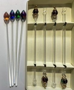 Lot Of 8 Glass Swizzle Sticks From Pier 1 - 2 Sets Of 4 - Picture 1 of 7