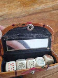 Vintage Poker Dice In Leather Case - Picture 1 of 12