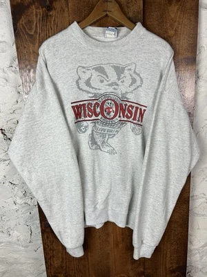 Vintage University Of Wisconsin Sweatshirt Unisex XL 90s Bucky Badger Classic - Image 1 of 4