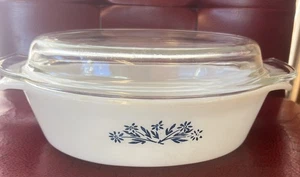Casseruola ovale vintage Anchor Hocking Fire King #433 blu fiordaliso 1,5 qt con coperchio - Foto 1 di 6