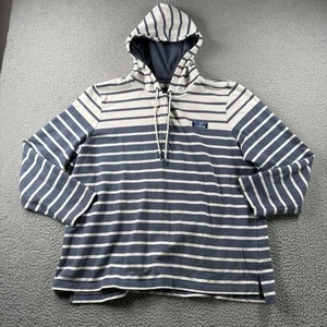 LL Bean Hoodie Womens XL PETITE Soft Cotton Rugby Pullover Striped Patch Henley - Picture 1 of 11