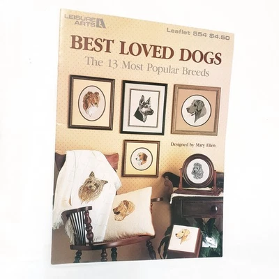 Best Loved Dogs 13 Most popular breed Cross Stitch Leaflet 554 Leisure Arts 1987 - Image 1 of 4