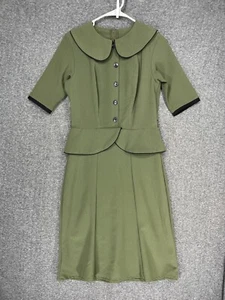 Rock Steady Vintage Inspired Army Green NWT Women’s Large Half Sleeve Collared - Picture 1 of 17