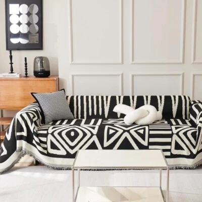 NEW Anthropologie XL Boho Chenille Abstract Blanket Bedspread Quilt - 102" x 70" - Image 1 of 4